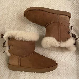 Ugg Tan Bailey Bow Boots - Girls Size 2